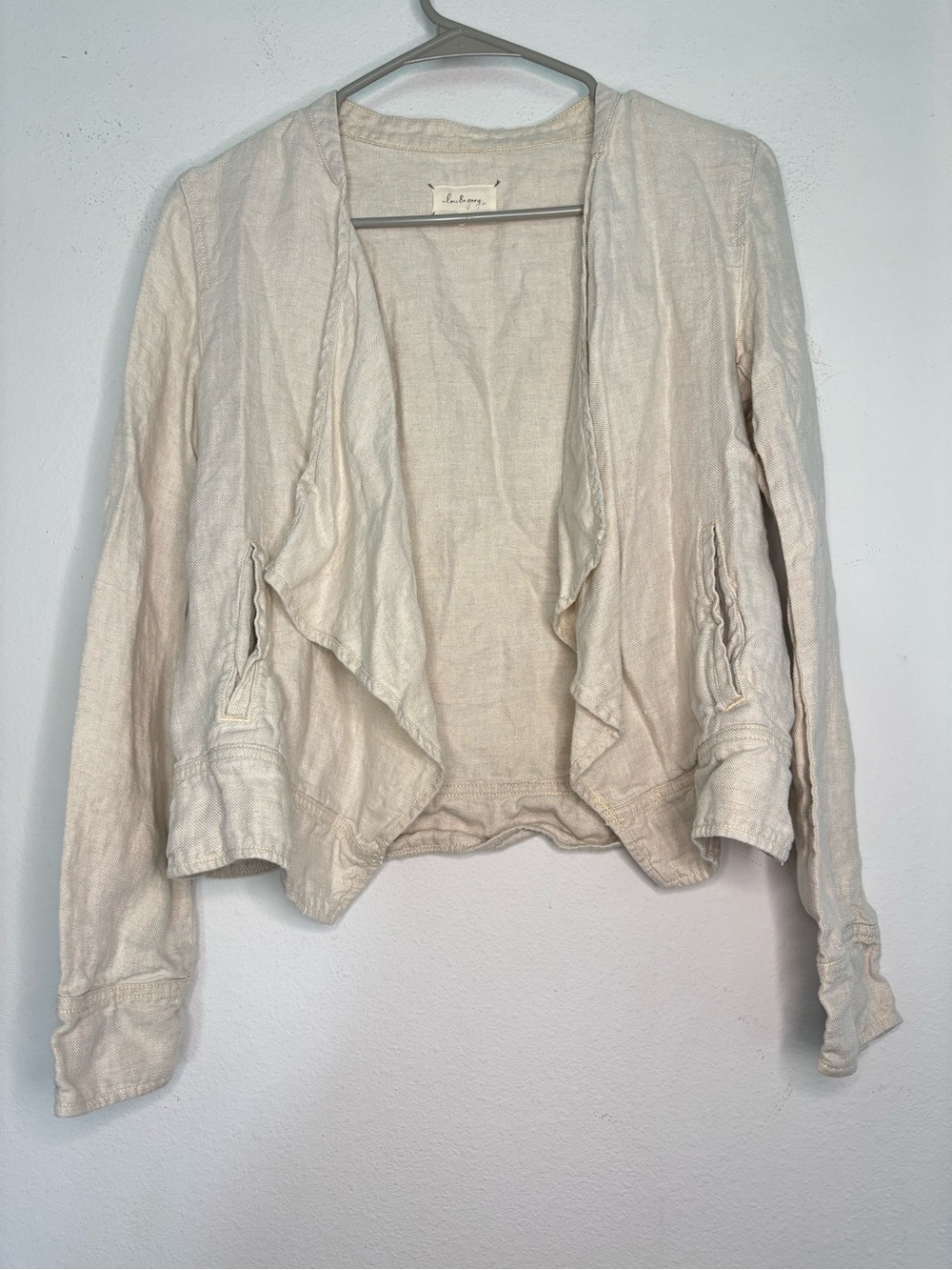 LOU & GREY 100% LINEN FLOWY BLAZER CARDIGAN SZ XS